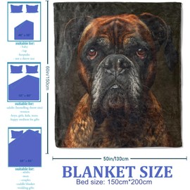Plistiz Boxer Dog Throw Blanket 50x60, Dog Theme Blankets for Living Room Decor, Soft Flannel Boxer Dog Gifts for Women