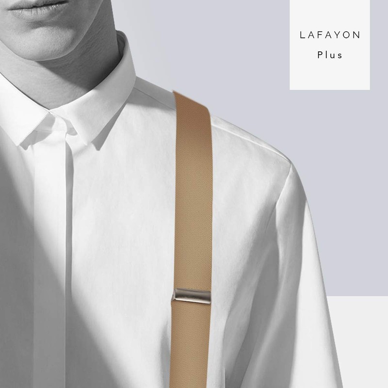 Lafayon Men's Braces 6 Buckles Y-Back Striped Heavy-Duty Durable Elastic
