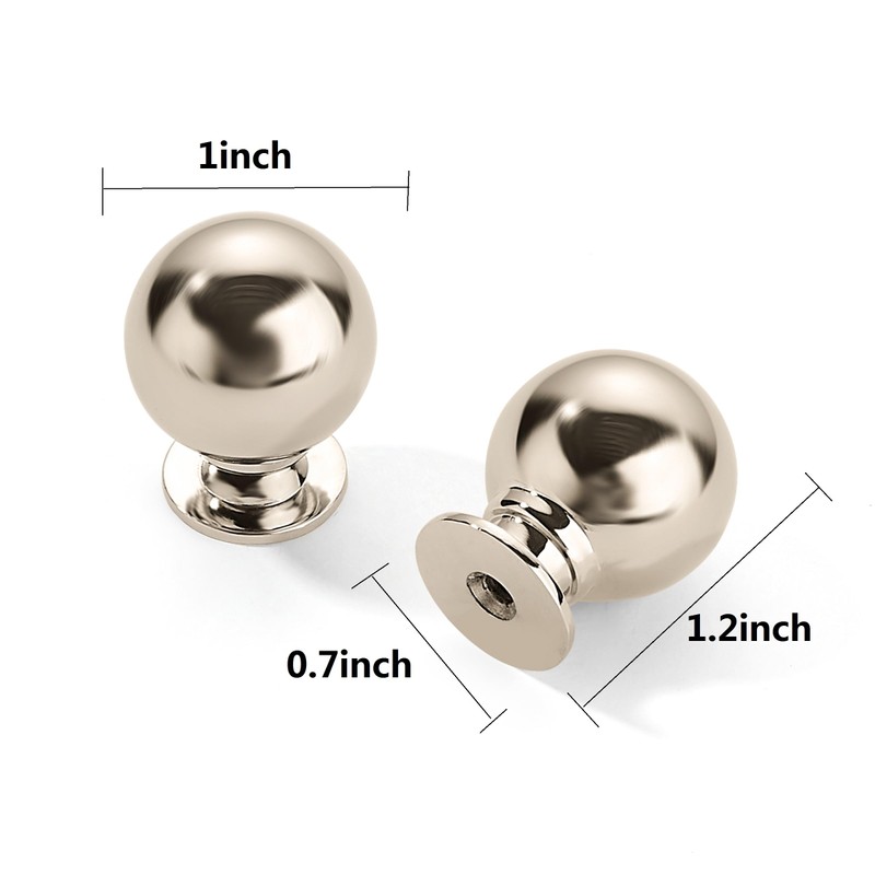 CABDM 10 Pack 1 Inch Vintage Ball Polished Nickel Cabinet