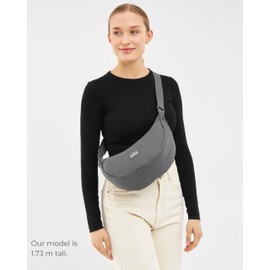 Johnny Urban Crescent Bag Women Men Grey - Ally Small - Cross Body Bag Ladies - Sling Shoulder Bag in Half Moon Shape - Womens Dumpling Bag with Adjustable Strap