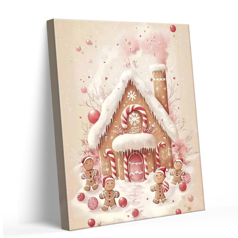 Christmas Gingerbread House Canvas Wall Art Decor - 8X10 inch