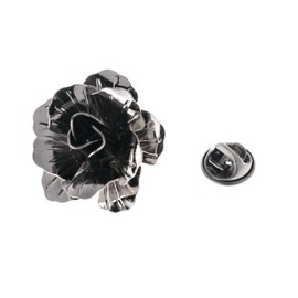 Elegant Rose Floral Lapel Pin Brooch for Men & Women - Vintage Gold Silver Tone Flower Corsage Accessory for Suit, Tuxedo, Wedding, Prom-Black