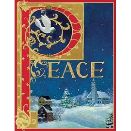 Caspari Entertaining Peace Christmas Cards, Box of 16