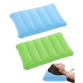 TPZORJX 2PCS Aufblasbare Kissen Camping Reisekissen Luftkissen Kopfkissen Velour Kissen Komfortables Reisekissen für Auto für Camping und Reisen aus Weichem Material(Blaue/Grün)