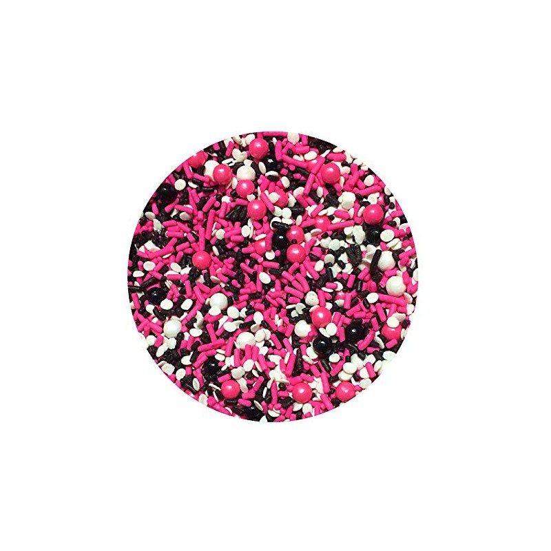 Pink Black White Edible Confetti Sprinkles Cake Cookie Cupcake IceCream