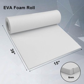 EVA Foam Roll - 6mm Thick White Craft Foam Sheets - 15" x 39" Large Cosplay Foam Sheet - Ultra High Density 86 kg/m³ - Pliable & Elastic for Craft Projects Costume Cosplay Foam - by Biguphate