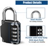 Combination Padlock, 2 Pcs 4 Digit Resettable Security Padlock, Outdoor