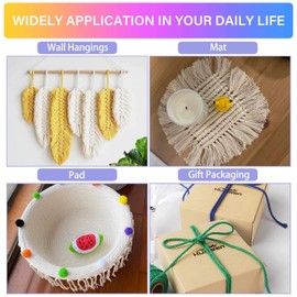 HULISEN Macrame Cord, 3mm x 396 Yards Natural Cotton Twine, 12 Rolls 4 Strand Colored Macrame String, Colorful Cotton Rope for DIY Crafts Knitting, Artworks, Wall Hanging, Plant Hangers