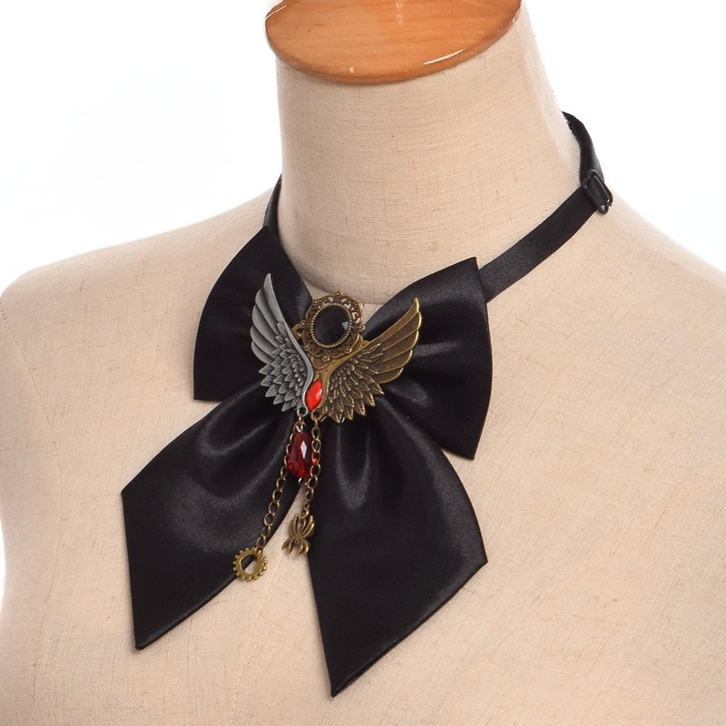 GRACEART Handmade Steampunk Bowtie with Baphomet Wing