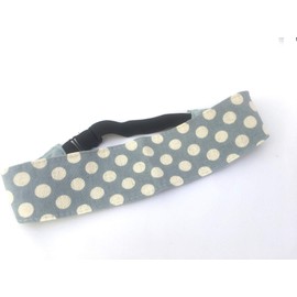 Wardani, reversible Polka dots adjustable elastic headband 2.75” wide (Blue)