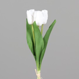 DPI Artificial Tulips Natural Touch in Bunch Height 35 cm White Green Artificial Flowers