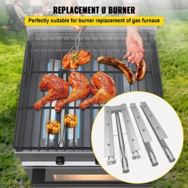 AUSSIE,Cal Flame BLAZE,BULL,JENN AIR,NEXGRILL,THERMOS,TURBO,and m BBQ Burners Replacement Stainless Steel Burner Grill Part Kit with Air Flap Gril