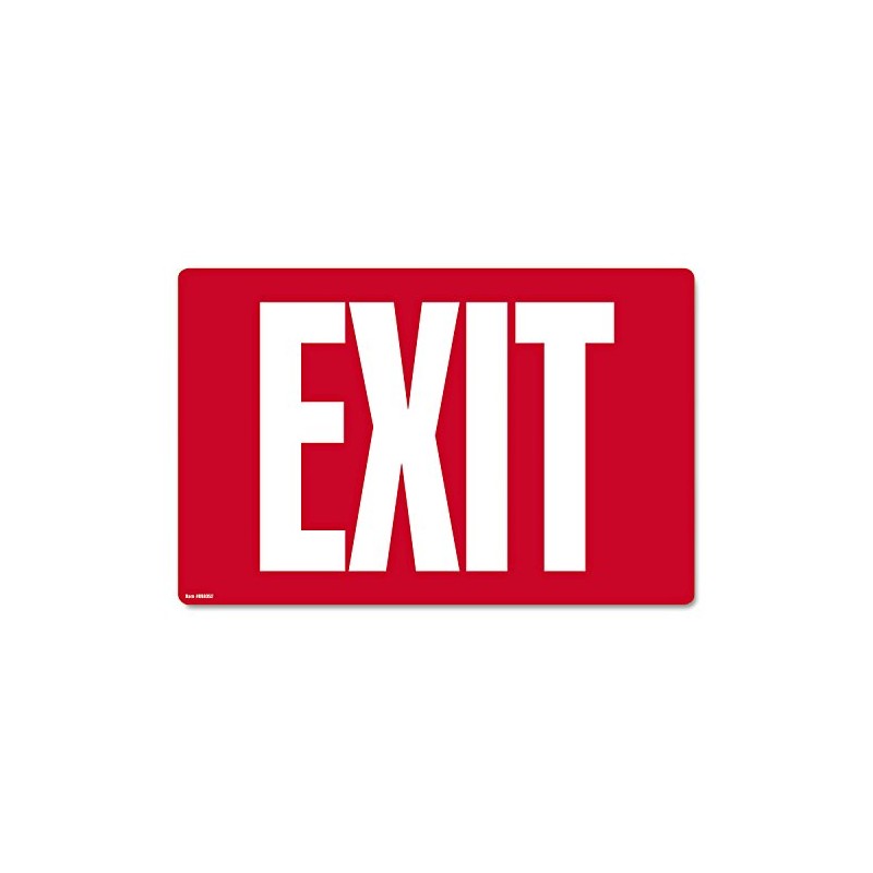 COSCO Glow-In-The-Dark Safety Sign, Exit, 12 X 8, Red
