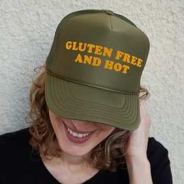 NACRE APPAREL Gluten Free Puff Print Trucker Hat Foam Vinyl Adjustable Trucker Hat Khaki #203