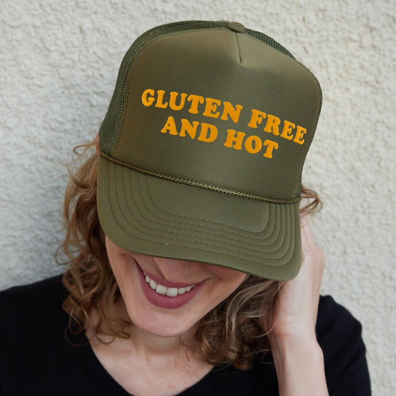NACRE APPAREL Gluten Free Puff Print Trucker Hat Foam Vinyl