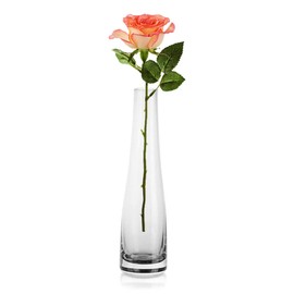 Bamboopack Hand-Made Blown Art Bud Glass Vase - Clear, Modern, Floral, Rectangular, Holds Water - Perfect for Wedding, Dining Table Decor