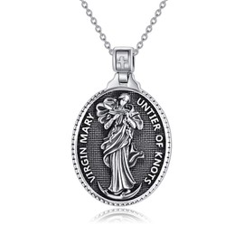 YAFEINI Virgin Mary Necklace 925 Sterling Silver Miraculous Medal Guadalupe Necklace Catholic Jewelry Gifts for Women Catholics Mexicans