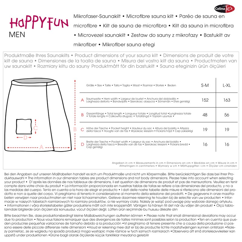 CelinaTex Happyfun Kilt Short S/M 48 x 152 cm Anthracite