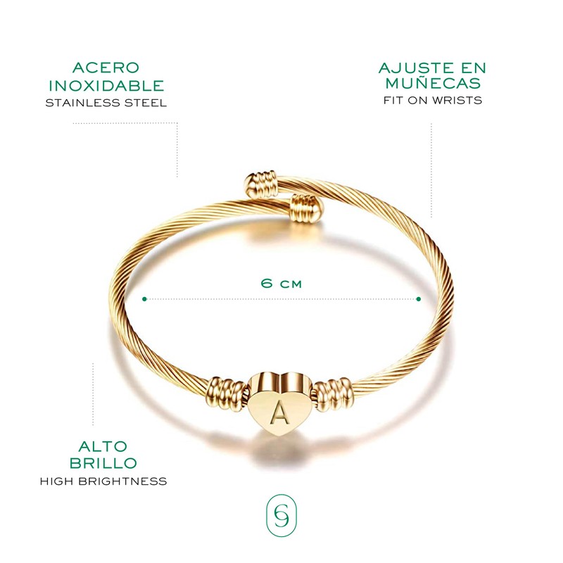 Clepsidra® Pulseras de mujer plateadas o rosadas personalizadas con inicial.