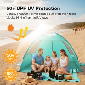 CAMEL CROWN Beach Tent Anti-UV Portable Sun Shade Shelter for 2/3 Person