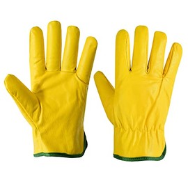 COLOURLINX Fleece Lined Yellow Leather Winter Thermal Cold Work Gloves Lorry Driver Trucker Yard Cleaning Warehouse Farm DIY Workers Unisex Forestry Gloves (XL)