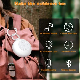 Musotica White Noise Sound Machine for Baby & Adult Sleeping, 24 Soothing Sounds, 7 Color Night Light, 3 Timer Options, Wireless Speaker, Portable Size, Noise Canceling