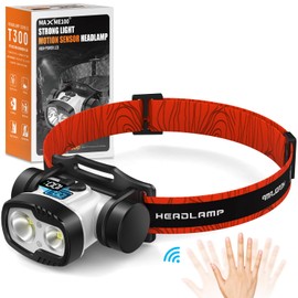 MAXME100® Dual Beam Headlamp 6000K, Floodlight and Spotlight, Digital Battery Display, Rechargeable, IP68 Waterproof