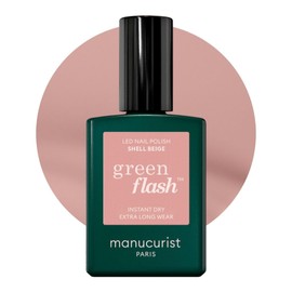 Manucurist Green Flash LED Shell Beige Gel Nail Polish - Pink Beige Gel Polish - Vegan, 12-Free, Plant-Based - Strengthens and Protects the Nail - Made in France - 0.5 fl oz