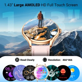 OHUGNA Smart Watches for Women - Elegant Rose Gold, Fitness Tracker with 100+ Sports Modes, Heart Rate & Sleep Monitoring, Compatible with iOS & Android