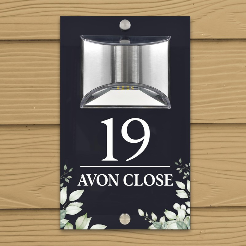 Custom Signs Solar Illuminated Modern Anthracite House Number Sign 24cm