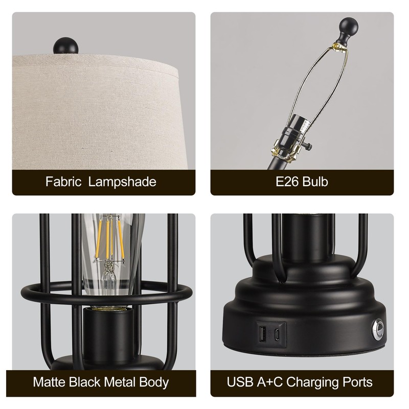 Reaketon Table Lamp Set of 2 with USB Ports, 28"