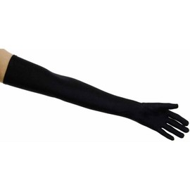 Matte Satin Opera Length Gloves, Black