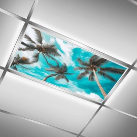 2PCS Fluorescent Light Covers for Classroom Ceiling Lights Magnetic Light Covers,Fluorescent Light Filters for School Home Office Drop Ceiling Lamp Decor Light Filters 4x2Feet(Palm)