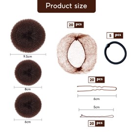 Hair Bun Net, 68PCS Invisible Hair Nets with Elastic Edge Mesh, Brown Bun Net Ballet Hair Net for Girls, Coffee U Shape Hair Bun Pins, Bobby Pins, Elastic Hair Bands