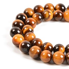 Nancybeads Gemstone Round Spacer Loose Beads 1 Strand 15.5" (Yellow Tiger's eye, 8mm 45Beads)