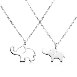 Pholidof Elephant Charm Necklace Set Mom Daughter Matching Idea Necklace BFF Friendship Gift for Women Teens Sister Friend Couples