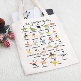 G2TUP Dinosaurs Tote Bag Dinosaur Gifts for Dinosaur Lovers The A To Z Of Dinosaurs Animal Reusable Shopping Bag (Dinosaur A To Z Tote bag)