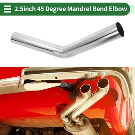 Motoforti 45 Degree Mandrel Exhaust Pipe DIY Custom Car Modified Exhaust Pipe Tubing Piping 64mm/2.5" OD 300mm/11.81" Length T316 Stainless Steel Silver Tone