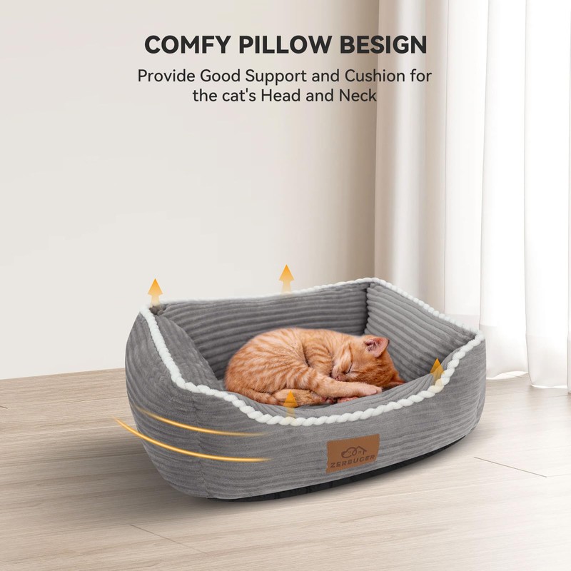 Light Grey Cat Dog Bed for Small Pets up to