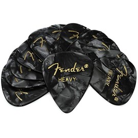 Fender Paquete de 12 Plumillas Premium de Guitarra, 351, Pesadas, Celuloide, Diseño Black Moto