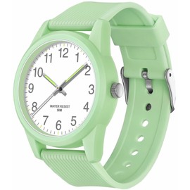 TENOCK Analogue Children's Watches for Boys Girls Children's Watches Time Learning 5ATM Waterproof Children's Watch Easy to Read for Age 4-12 Children Large Birthday Gifts, Green, Modern