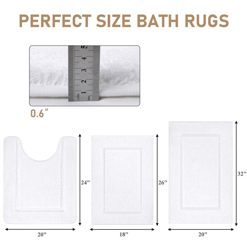 Pauwer Bathroom Rug Set - 3 Piece Shower Mats with