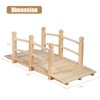LDAILY Moccha 5FT Wood Garden Bridge, Pond Bridge with Guardrails