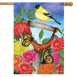 Goldfinch on Shovel Spring House Flag 40" x 28" Briarwood Lane