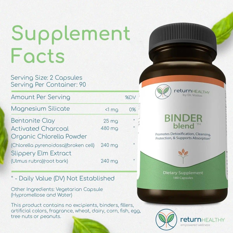 Binder Blend Detox Intestinal 180 Cápsulas Vegano