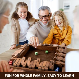 ropoda Shut The Box Game, Upgraded 12 Numbers Wooden Board Games for Adult and Kids, Shut The Box Dice Game -Addition Training, Fun for Family Game Night,Vintage Style