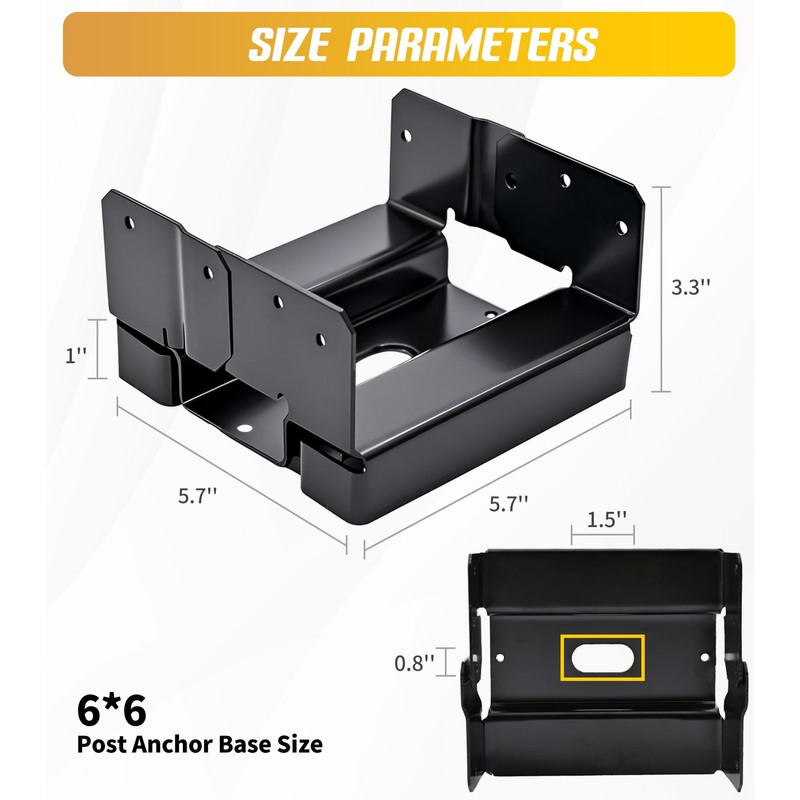 6 PCS 6x6 Post Base for Concrete,Brackets for Wood Posts,Heavy