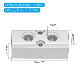 PATIKIL 2 Way 4 Port Air Manifold, G1/2" G1/4" Aluminum Air Hose Inline Manifold Block Splitter Pneumatic Air Hose Fitting, Silver