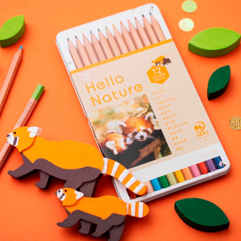Tombow CB-KHNLP0312C Colored Pencils, 12 Colors (Non-Roll-Resistant Hexagon), Hello Nature,