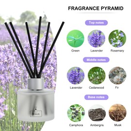 Brakula 2 Packs Reed Diffuser Set, Lavender Scented Oil Diffuser 3.4OZ(100ml) x 2, Home Fragrance with 16 Reed Diffuser Sticks for Bathroom, Living Room, Home & Office Decor